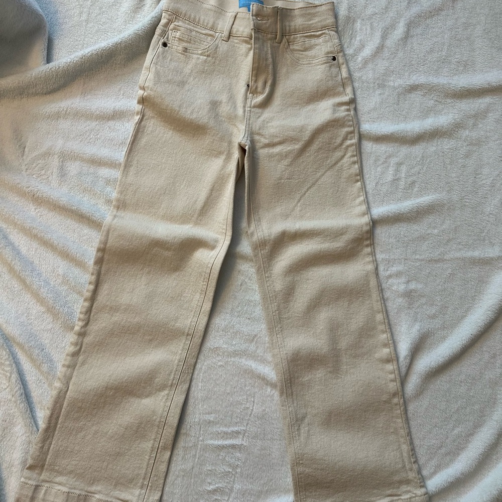 Draper James Cream Flare & Wide Leg Jeans